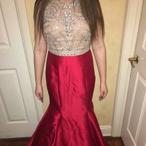 Red Gem Mermaid Prom Dress